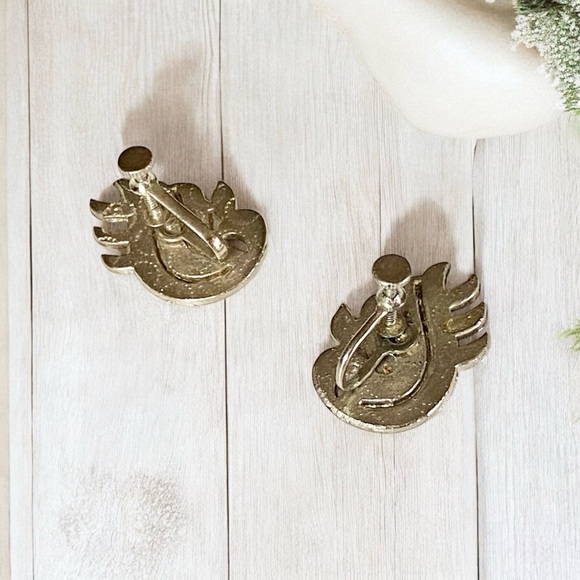 Vintage German Marcasite Art Deco Screwback Earrings, missing stones - Picture 4 of 4